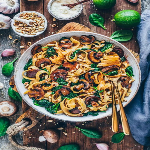 Parmesan Spinach Mushroom Pasta