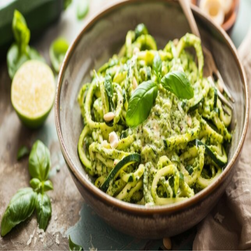 Zucchini Pasta with Creamy Avocado Pesto